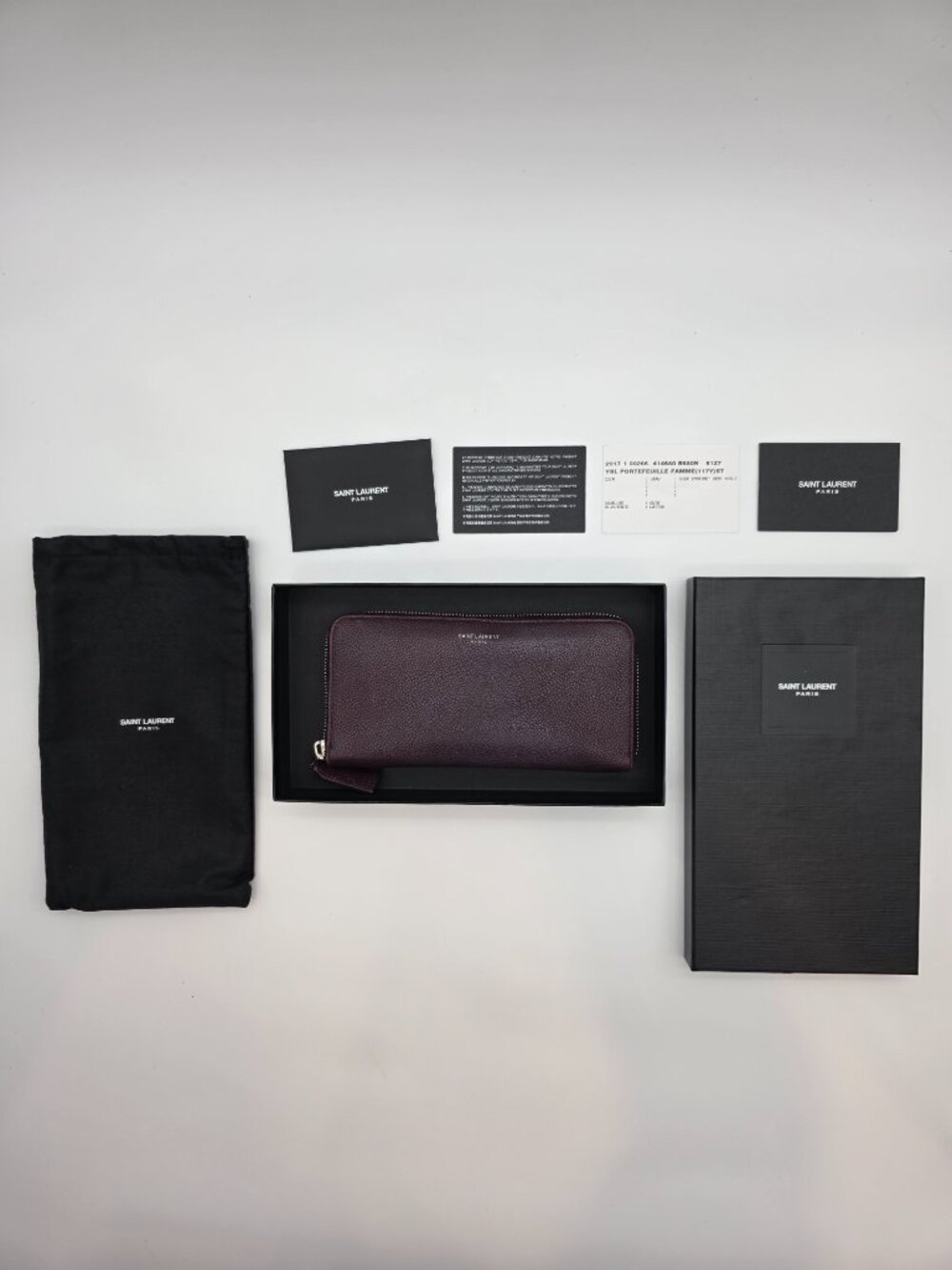 YSL Maroon Zipper Long Wallet - Picture 4 of 16